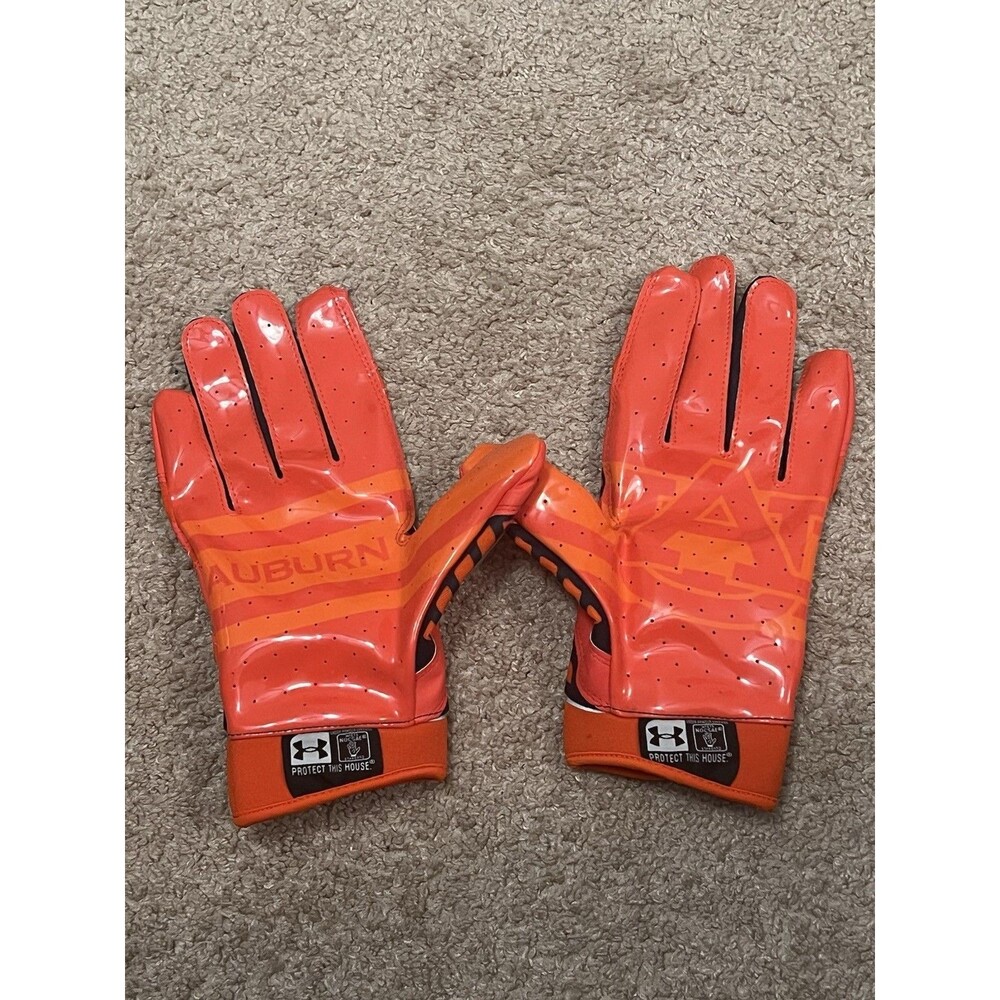 Size Large Auburn University Under Armour Team Issued Nitro Logo Football Gloves